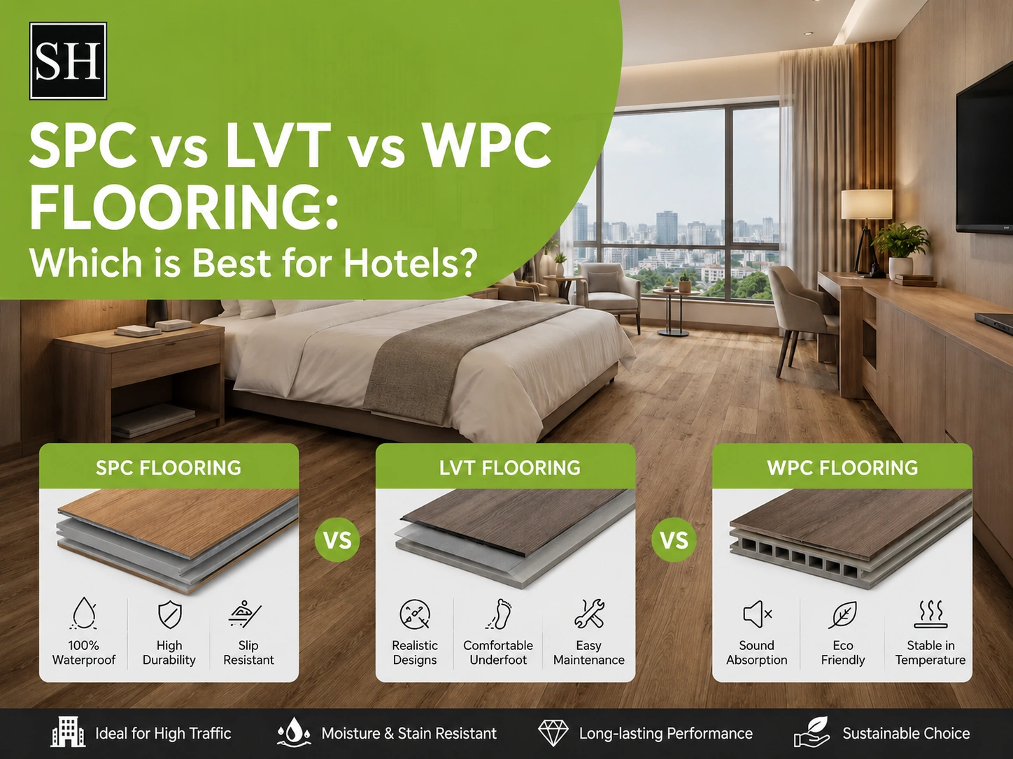 SPC vs LVT vs WPC Flooring: Which is Best for Hotels?