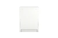 Contemporary timber bedside cabinet offering a functional right opening door and enclosed storage