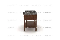 Premium natural stone counter offering a thick, structural appearance and a smooth reflective surface for an elegant washroom aesthetic