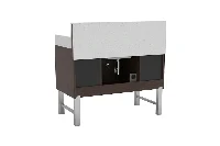 Contemporary small utility vanity unit with a sturdy monolithic top and a clean, clutter-free geometric silhouette
