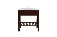 Minimalist decorative vanity station featuring a low-profile counter surface and a uniform, high-quality finish over an open, intersecting grid framework