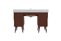 Contemporary dual-station vanity unit with a sturdy monolithic surface, providing ample personal deck space for two users
