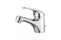 Chrome Hospitality-grade basin faucet with a sharp, geometric spout designsingle-handle bathroom faucet with curved lever-2