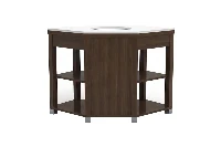 Contemporary open-shelf vanity unit with a sturdy monolithic top and a clean, slatted open-concept base