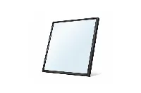 Elegant square-shaped wall mirror for a balanced and symmetrical commercial ensuite layout