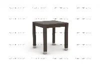 Contemporary square accent table with low-profile supports and a refined, thick-edge surface