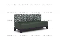 Architectural long-form bench with a thick padded top and a professional, low-profile design for hospitality spaces