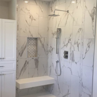 High-quality recessed niche quartz shower surround for hotels