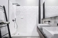 Minimalist transparent-fit surround station offering complete, heavy-duty moisture protection and an ultra-smooth finish visible from any angle