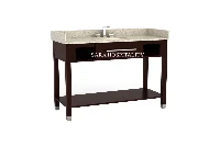 Modern open shelf vanity top featuring an integrated solid-surface basin and a clean-lined architectural frame with an accessible lower storage tier