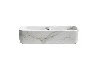 Contemporary stone-textured sink showcasing a clean rectangular shape and a sophisticated sloped basin design