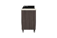 Minimalist geometric vanity station offering a streamlined front panel and highly functional deep-drawer access