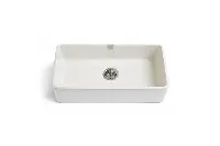 Architectural solid-surface vanity top featuring a hidden drain and a smooth, joint-less integrated bowl