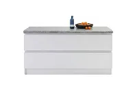Sleek architectural counter showcasing a substantial mitered edge and a clean-lined, minimalist aesthetic