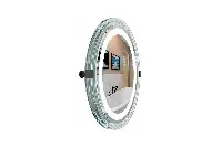 Hospitality-grade rectangular lighted mirror featuring a broad integrated glow