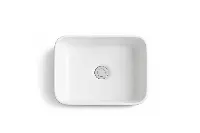 Contemporary bathroom washbasin with a square profile and subtle, soft-radius edges in a matte finish
