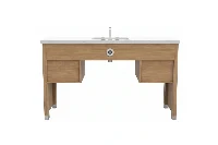 Contemporary multi-sided vanity unit with a sturdy monolithic surface designed to maximize usable deck space