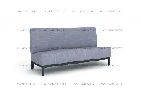 Contemporary upholstered bench sofa with a thick cushioned seat and a streamlined, minimalist backrest