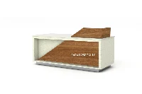 Sleek Chevron-Angle Counter: Sharp, precision-fit modular joints featuring subtle LED accents and integrated cable management