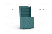 Minimalist floor-standing cabinet featuring a slim profile and a seamless matte finish to maximize vertical space