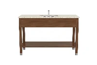 Minimalist compact vanity station featuring a flush geometric frame and an uninterrupted visual flow to optimize high-traffic powder rooms