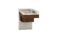 Contemporary wall-hung vanity counter with a sturdy, monolithic top and a flush geometric profile that elevates modern hospitality or residential bathrooms