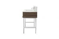 Minimalist architectural vanity station offering a lightweight open metal framework and crisp, defined lines