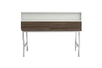 Contemporary iron-frame vanity unit with a sturdy monolithic top and a clean, high-contrast structural silhouette