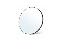 Contemporary minimal round mirror for an airy and sophisticated guest room vanity area