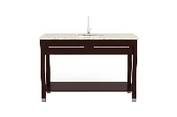 Sleek architectural vanity counter showcasing a precise geometric profile and a refined, minimalist outer frame with no unnecessary ornamentation