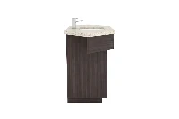 Sleek architectural corner counter showcasing a precise right-angle profile and a refined, minimalist layout that maximizes floor space in compact bathrooms