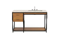 Sleek architectural vanity counter showcasing a symmetric multi-drawer layout and a refined, minimalist silhouette for an organized, upscale bathroom aesthetic