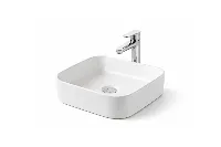 Sleek square basin with a cushioned-edge design, blending geometric structure with smooth, fluid lines