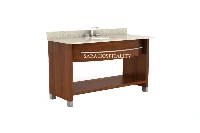 Modern panel front vanity top featuring an integrated solid-surface basin and a clean-lined architectural front panel that conceals bathroom plumbing