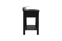 Contemporary thin-profile vanity unit with a sturdy solid-surface top and a flush, streamlined frame design for a weightless, floating look