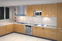 Sleek architectural cabinetry showcasing a continuous linear silhouette and a refined, minimalist aesthetic for a streamlined kitchen