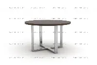Modern round coffee table featuring a circular top and a distinctive cross-shaped pedestal base for architectural interest