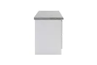 Contemporary heavy-rimmed countertop with a refined, high-profile silhouette that anchors the kitchen island or vanity
