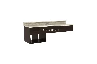 Modern wall hung vanity top featuring an integrated solid-surface basin and a cantilevered, wall-mounted layout that creates a weightless, floating effect
