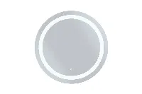 Modern round LED halo mirror featuring a circular backlit glow for luxury hotel bathrooms