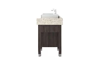 Minimalist solo-basin vanity station offering crisp right angles and a smooth, uninterrupted surface