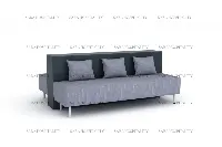 Contemporary upholstered sofa with loose back cushions and clean-lined, squared-off arms