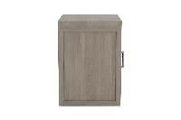 Sleek Left-Hand Night Table: Precision-fitted single door with soft-close hinges, subtle metallic hardware, and integrated cable routing