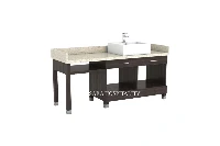 Modern single basin vanity featuring an integrated solid-surface bowl and a clean, streamlined counter