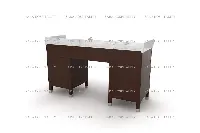 Contemporary stone vanity surface for master suites with a sleek, double-sink configuration and a seamless, polished finish