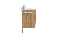Minimalist storage vanity station offering an expansive, clutter-free upper deck and dedicated compartments for bathroom essentials