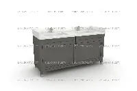 Sleek double-sink vanity top with a seamless linear profile and two deep-set basins for shared bathroom spaces