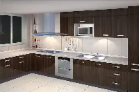 Contemporary wall-mounted cabinets with flush-front doors and a uniform, high-quality finish designed for a clutter-free look