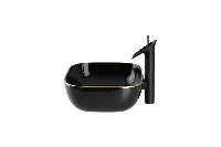Architectural square basin showcasing a bold, geometric silhouette and a refined minimalist aesthetic