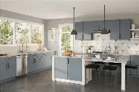 Contemporary open-concept cabinetry with handle-free doors and a low-profile design to maintain a spacious, unobstructed visual field
